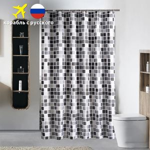 Waterproof Shower Curtain with 12 Hooks Mosaic Printed Bathroom Curtains Polyester Cloth Bath Curtain for Bathroom Decoration 240108