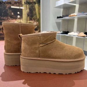 Botas de neve Mulheres Austrália Classic Ultra Mini Bota Plataforma Sheepskin Shearling Carvão Castanha Preto Marrom Moda Conforto Inverno Mulheres Designer