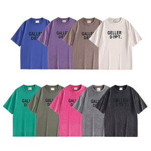 Men's T-shirt early spring shirts street fashion label three-dimensional silicone letter print washed and worn-out short sleeved hip-hop street multi-color top