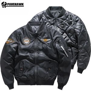 Air Force MA1 Pilot Cotton Jacket Men Double Sided Letter Embroidery Thicken Bomber Coat Retro Trendy Military Baseball Jersey 240108