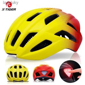 Bisiklet kaskları X-Tiger Bisiklet Kaskı Açık Spor Ultralight LED Işık Bisiklet Güvenlik Kaskı Intergrali Aralıklı Mountain Yol Bisiklet MTB Kaskl240109