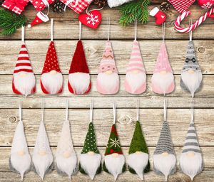 Christmas Knitted Faceless Doll Ornament Long Beard Plush Gnome Santa Xmas Tree Door Hanging Pendants Home New Year Party Holiday 5387461