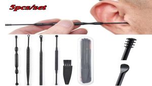 Ferramentas de sobrancelha Stencils 5 Pçs / Set Ear Wax Pickers Aço Inoxidável Earpick Removedor Curette Pick Cleaner Cuidados de Alta Qualidade Limpo Too5478305