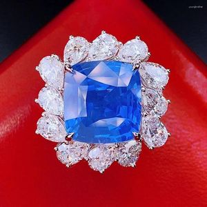 Pierścienie klastra HJY2024 Blue Sapphire Pierścień 10.86c