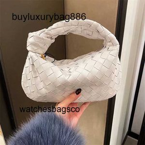 Genuine Leather Handbag Botteg Venet Mini Jodies Candy Woven Cloud Bag Autumn Winter Womens Shoulder Underarm Knotted Hand Carrying