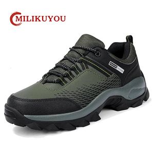 Vandringskor för män vattentät pu läder man sneakers ljus nonslip casual klättring vandring sko utomhus träning sport 240109