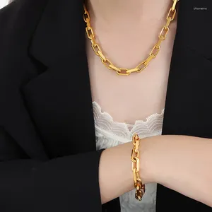 Halsband örhängen set marka mode armband för kvinnor rostfritt stål kubansk tjock kedja 2024 Trend smycken man tillbehör grossist