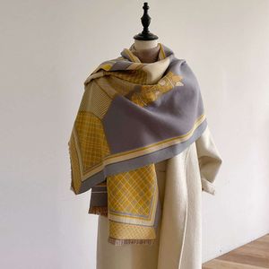 Light Luxurious Temperament, with A Horse Pattern Thickened Warm Double-sided Fashion Cashmere Scarf. Women's Autumn Winter Korean Version