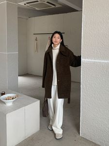 Jaqueta de lã coreana com design de inverno para mulheres