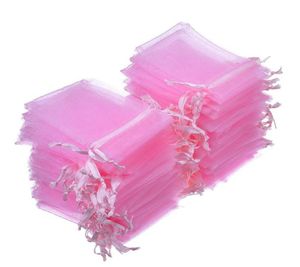 100pcs 7x9 9x12 10x15 13x18CM Pink Organza Gift Wrap Bags Jewelry Packaging Wedding Party Decoration Drawable Gift Pouches 552331588