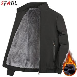 Autumn Winter Fleece Classic Casual Mens Business Jacket Tjock Warm Parka Coat Black 240108
