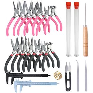 &equipments Jewelry Making Diy Tool Sets Accessories with Pliers Beading Needle Scissors Vernier Caliper Box Elastic Thread Copper Wire Ring