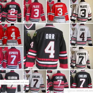 1926-1999 Movie Retro CCM Hockey Jersey broderi 7 BrentsAbrook 3 Pierre Pilote 4 Bobby Orr 2 Duncan Keith 7 Chrischelios 24 Martin Havla 90