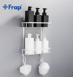 Frap New Bathroom Shelves Space Aluminum 2 Tiers Corner Shelf Shower Caddy Storage Shampoo Basket Wall Kitchen Holder Y380152 T208198969