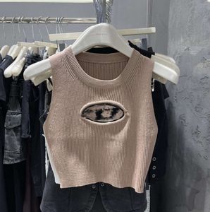 Gilet senza maniche lavorato a maglia scavato in metallo Spice Girl 2023 primavera nuovo top corto 66ess