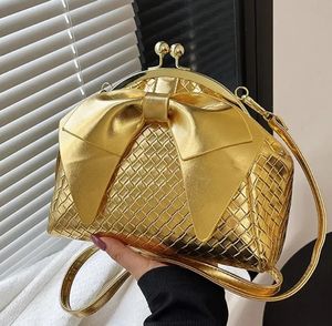 Marca de luxo feminina ouro prata nós bolsa ombro tecer bolsa e bolsas noite garras designer clipe crossbody sacos