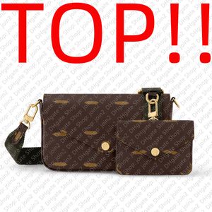 قمة. M80091 Felicie Strap Go / Designer Women Mini Cross Body Conder Coot Clutch Bag Coin Card Card Pouch Pouchette Accesso