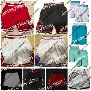 Basketballtrikots James Basketball Shorts Red White Black Vintage atmungsaktive Hosen Jogginghose Classic Shorts City Stitchedm47