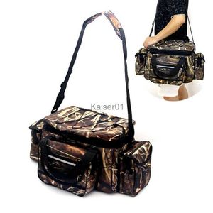 Outdoor-Taschen 50 * 30 * 25 cm Nylon große wasserdichte Angeltasche Kapazität Mehrzweck-Angelgerät-Tasche Zweischichtige Outdoor-Fischernetztasche