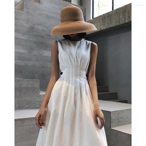 Casual Dresses Vintage Women Fashion Dress Solid Color Black White Elegant Evening Party Ofiice Lady Midi Summer High Quality