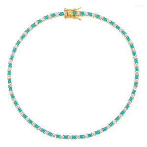 Braccialetti con ciondoli Mix di turchesi bianchi Bracciale a catena da tennis con punta rotonda da 3 mm con zirconi cubici - Gioielli da donna di alta qualità