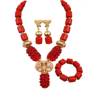 Necklace Earrings Set Costume Nigerian Wedding African Beads Jewelry