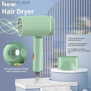 Hair Dryers New Portable Hair Dryer with Incense Tablets Folding Handle 57 Constant Temperature Hair Care Quick Drying Mute Travel Salons Q240109