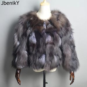 Kvinnor Real Silver Fox Fur Coats Winter Warm Natural Jackets Russian Lady Short Style äkta ytterkläder 240108