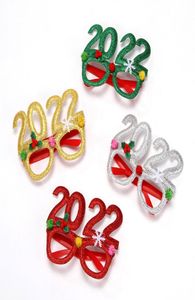 Glitter Christmas Glasses Decoration 2022 Holiday Glass Frame Xmas Home Decorations Gifts3494131