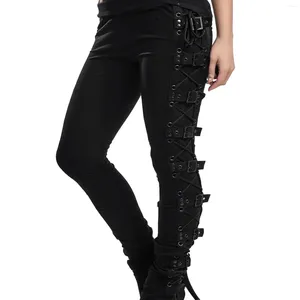 Kvinnors byxor 2024 gotiska sidpannor byxor kvinnliga leggings tights höga midja damer punk stil plus size hip hop 5xl collant