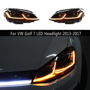 För VW Golf 7 Mk7 LED-strålkastare 13-17 Högbalk Angel Eye Projector Lens DRL DAYTIME Running Light Dynamic Streamer Turn Signal