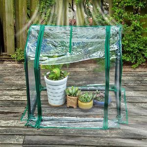 Garden Green house Portable Folding Mini Transparent Greenhouses PVC Warm Room high-quality Protection Cover With Iron Shelf 240108