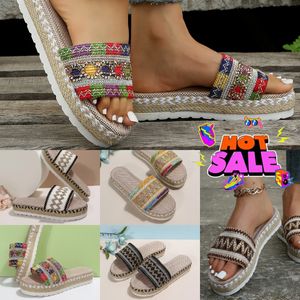 GAI GAI GAI 2024 New Summer Wedges Slippers Women Platform High Heels Flip Flop Ladies Outdoor Beach Shoes Braided Hemp Rope Wedge Slipper