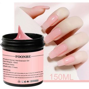 150ml poli acrílico gel para extensão claro rosa dedo rápido construtor extensão cola embeber fora gel unha polonês unhas arte manicure 240108