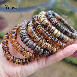 Bangles 11g Baltic Plant Amber Bracelet for Women Gift Unique Handmade Irregular Green Beads New Natural Stone Jewelry Factory Wholesale