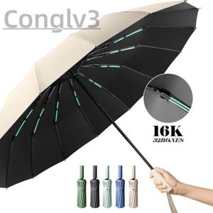 Paraguas grande de doble hueso de 16K para hombre y mujer, paraguas compactos a prueba de viento, plegado automático, negocios, lujo, sol, lluvia, viaje, 240109