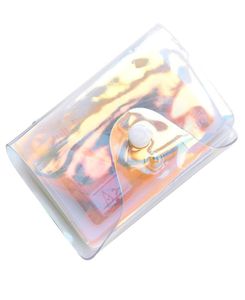 Transparent Change Purse med Snap Fastener Laser Plastics 20 Seat Credit Card Holders Dammtäta kort Fall 3CS E192496343