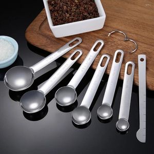 Strumenti di misurazione 7 cucchiai cucchiai righello in acciaio inossidabile spezie per tè cucina cottura condimento cucchiaino per misurazione