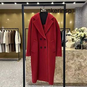 Kaşmir Coat Maxmaras Labbro Coat 101801 Pure Yün Yeni M Family Classic 101801 Tianzhu Kırmızı Kürüst Kaşmir Kadınların Üst Son Uzun