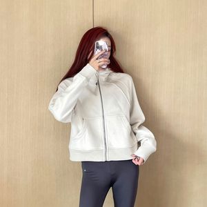 Felpa con cappuccio con zip intera Cappotto da palestra in cotone Vestibilità rilassata Felpe a maniche lunghe da yoga Giacca sportiva da donna Felpe con cappuccio ritagliate con fori per i pollici