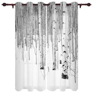 Pappelbaum Schnee Volant Fenstervorhang für Wohnzimmer Schlafzimmer Küche Zuhause Koreanisches Dekor Jugend 240109