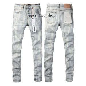 Jeans Viola Jeans da uomo Luxury Brand Uomo Nero High Street Vernice Graffiti Modello Pantaloni skinny strappati danneggiati Pantaloni denim Viola 739