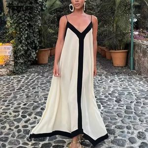 Traf Slip Summer Dresses for Women 2023 Sundresses Loose Long Evening Sleeveless Backless Resorts Prom Dress 240109