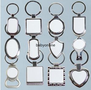 12 stilar tomma nyckelringar för sublimering rund kärlek nyckelkedja iewelry termisk överföring tryckning diy tomt material förbrukningsvaror8130991