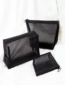 Black Transparent Cosmetic Bag Portable Travel Makeup Case Zipper Make Up Organizer Storage Pouch Toiletry Wash Bag RRA18812598392