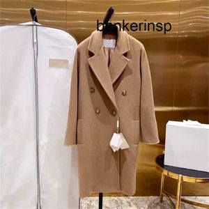 Luxury Coat Maxmaras 101801 Pure Wool Coat New Mid Length Wool Coat Thicked Double Row High End Maillard59ed