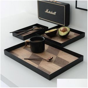 Andere Backformen Werkzeuge Schmiedeeisen Holz Spleißen Dekoratives Tablett Nordischer Stil Korn Dessert Brot Display Teller Kunst Out Drop Lieferung Dhlim