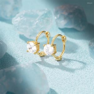 Hoopörhängen Aide Real 925 Sterling Silver för kvinnor Cubic Zirconia Luxury Ear Buckle 18k Gold Plated Earring Boucle Oreille Femme