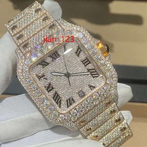 Benutzerdefinierte Männer Frauen High-end-Luxus Bling Voller Diamant Uhr VVS Moissanit Hip Hop Iced Out Edelstahl Mechanische Uhren