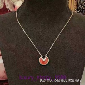 Fashion Car tires's designer necklace heart Full body genuine gold real diamond white Fritillaria red agate collarbone female small With Original Box